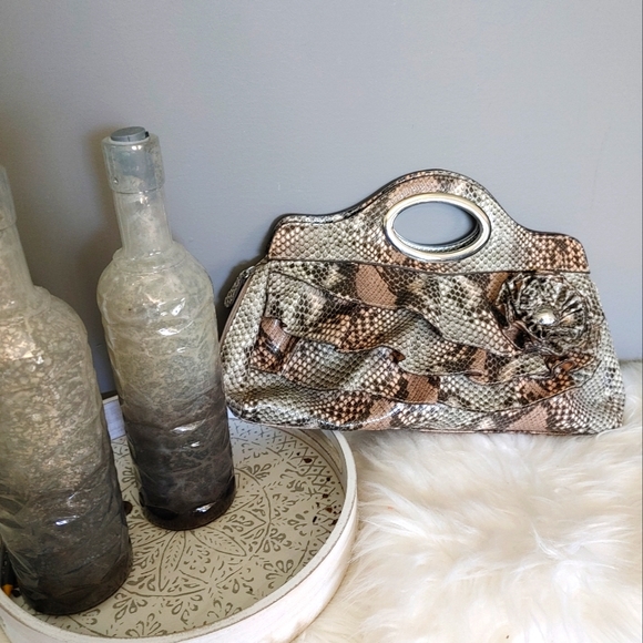 Nicole Miller Handbags - Nicole Miller Large Snakeskin Clutch